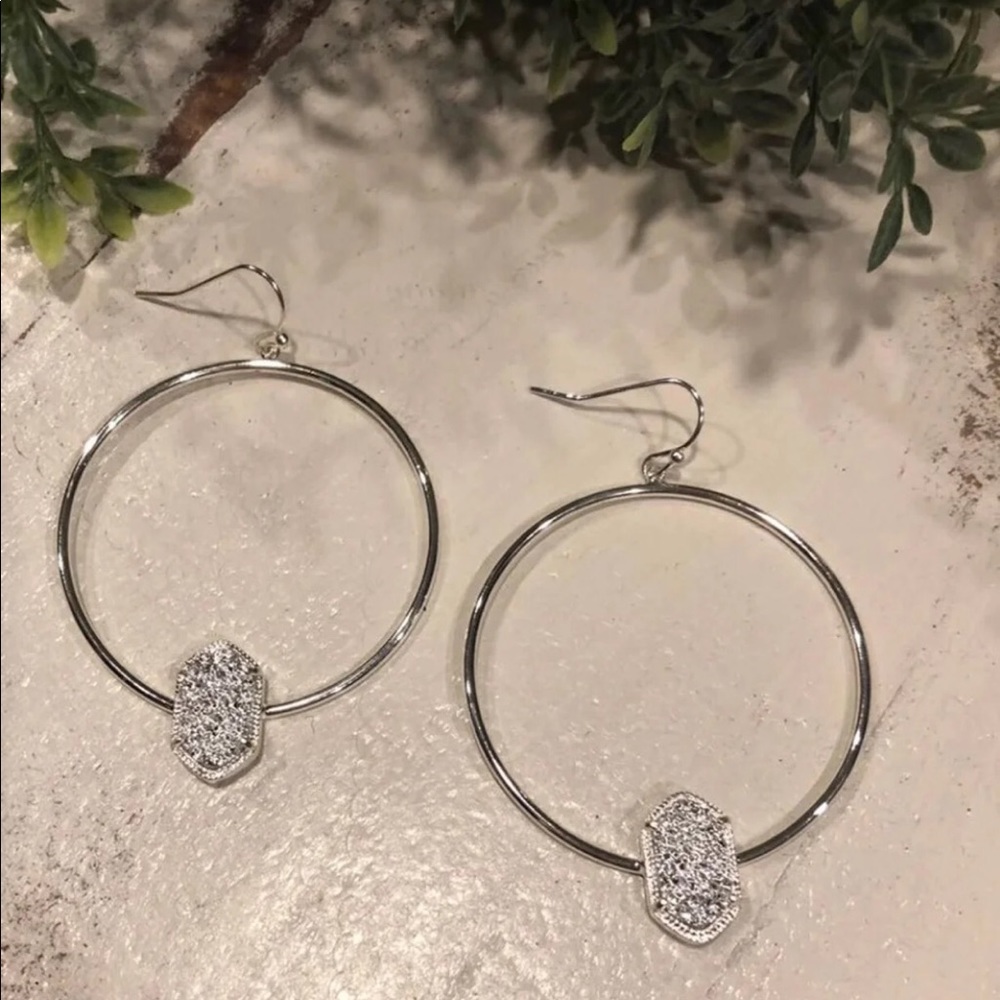 Liquid Silver Drusy Hoops